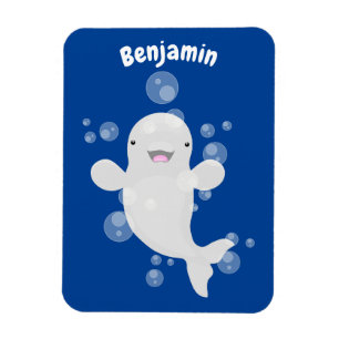 Magnet Flexible Cute beluga whale bubbles cartoon illustration