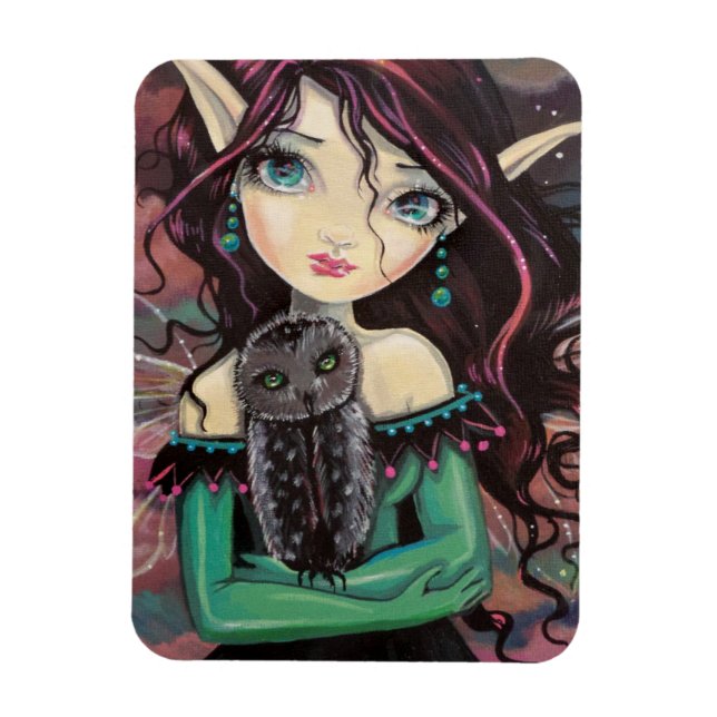 Magnet Flexible Cute Big Eye Gothic Fairy and Owl (Vertical)