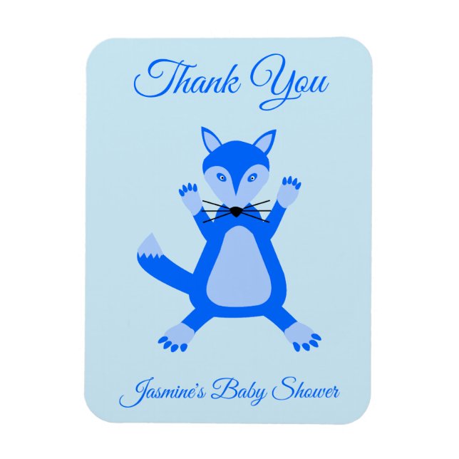 Magnet Flexible Cute Blue Baby Boy Fox Baby shower personnalisé (Vertical)