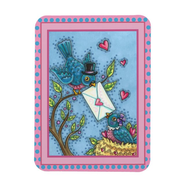 MAGNET FLEXIBLE CUTE BLUEBIRD SWEETHEARTS, INSÉPARABLE VALENTINE (Vertical)