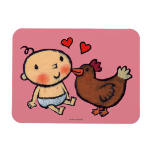 Magnet Flexible Cute Brown Peck de poulet sur la joue pour bébé