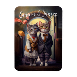Magnet Flexible Cute Cat Couple Mariage - Personnalisable