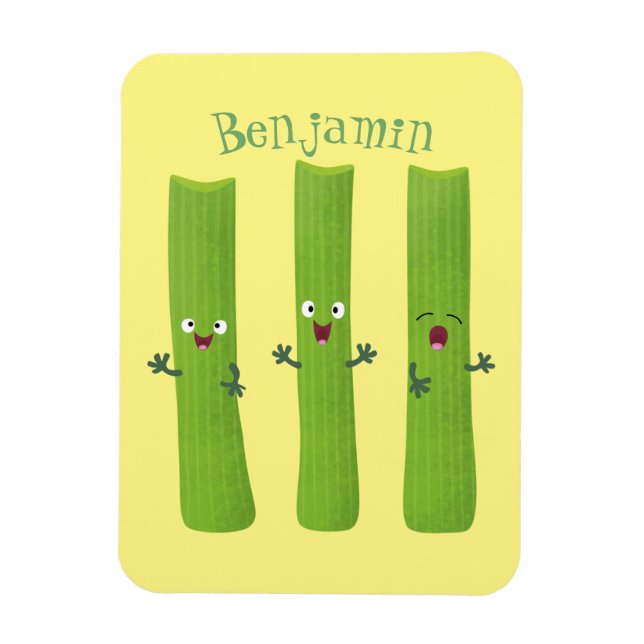 Magnet Flexible Cute céleri bâtons trio caricature légumes (Vertical)