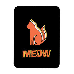 Magnet Flexible Cute Chat, Orange & Animal Jaune, Pop Art Abstrait