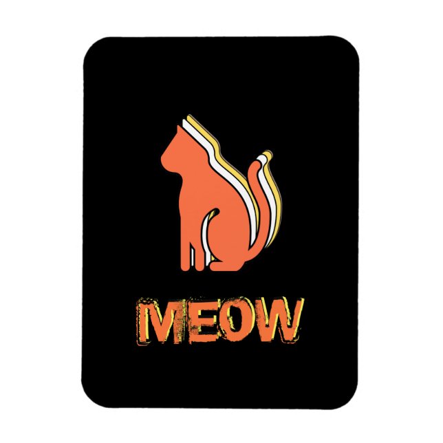 Magnet Flexible Cute Chat, Orange & Animal Jaune, Pop Art Abstrait (Vertical)