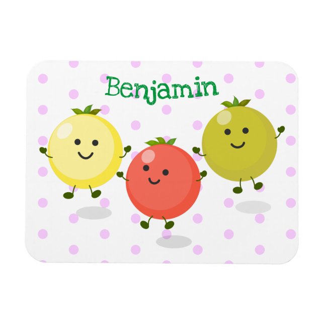 Magnet Flexible Cute cherry tomatoes cartoon illustration (Horizontal)