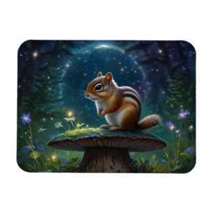 Magnet Flexible Cute Chipmunk sur Champignons dans le Jardin Magiq