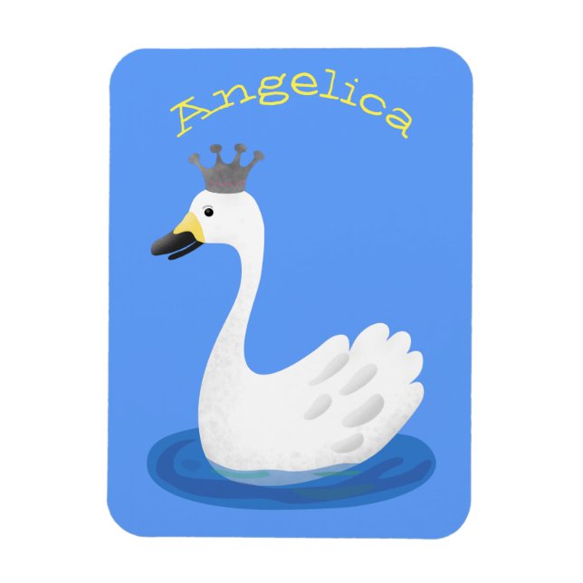 Magnet Flexible Cute cygne blanc avec dessin de la couronne (Vertical)
