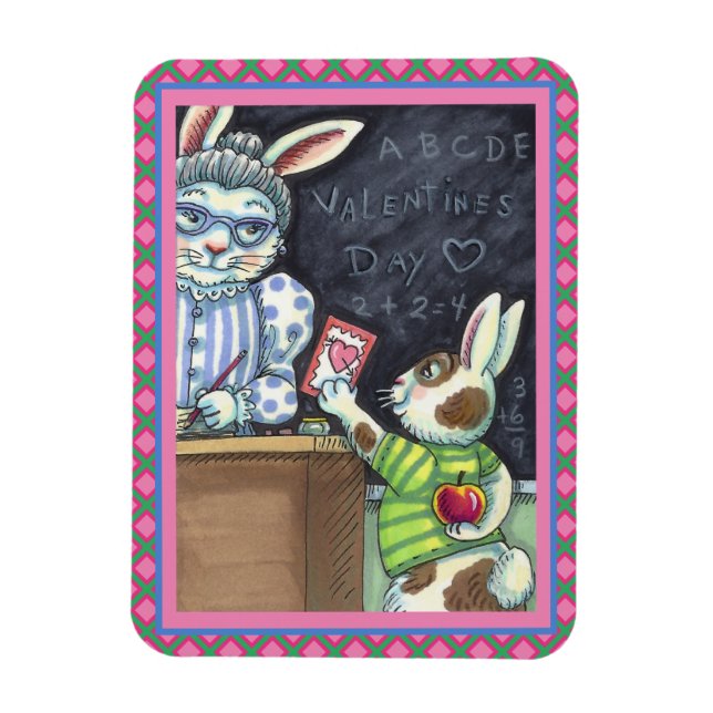 MAGNET FLEXIBLE CUTE ENSEIGNANT'S PET, APPLE & VALENTINE BUNNY RAB (Vertical)