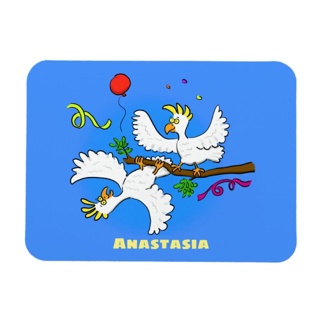 Magnet Flexible Cute funny cockatoo birds cartoon (Horizontal)