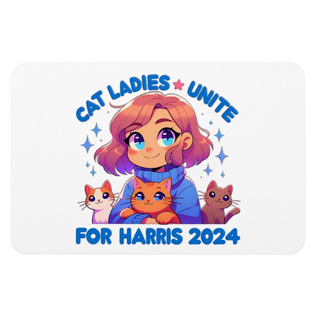 Magnet Flexible Cute Funny Girly Enfless Chat Lady Unite Harris (Horizontal)