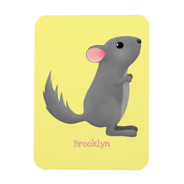 Magnet Flexible Cute grey chinchilla cartoon illustration  (Vertical)