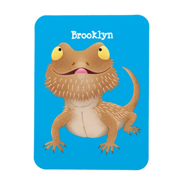 Magnet Flexible Cute happy bearded dragon lizard cartoon (Vertical)