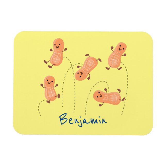 Magnet Flexible Cute happy jumping peanuts cartoon illustration (Horizontal)