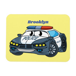 Magnet Flexible Cute happy police car cartoon illustration