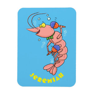 Magnet Flexible Cute happy shrimp, dessin animé de crevettes