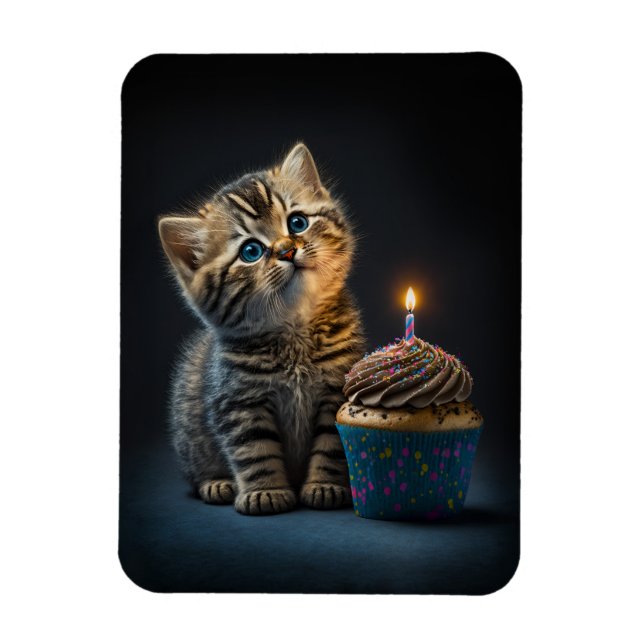 Magnet Flexible Cute Kitten Souhaitant un joyeux anniversaire (Vertical)