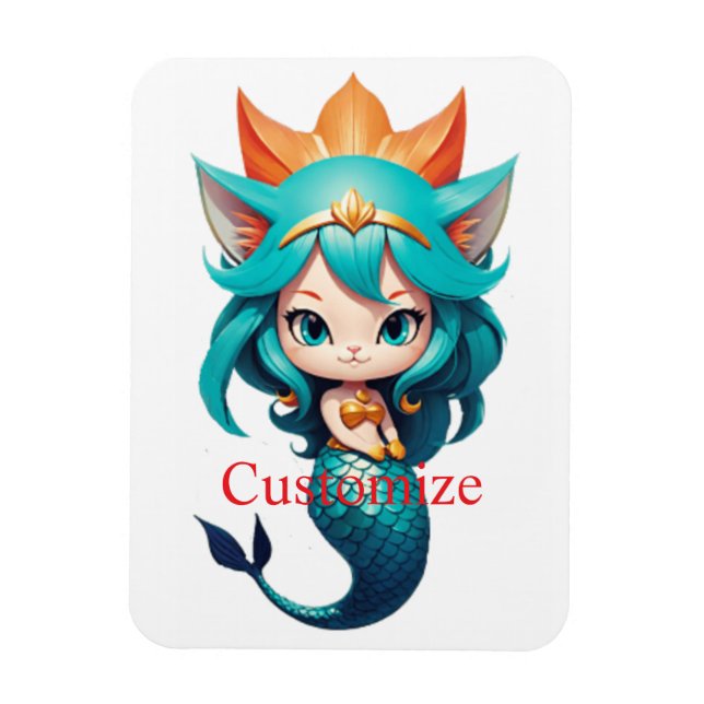 Magnet Flexible Cute Kitty Cat Mermaid Thunder_Cove (Vertical)