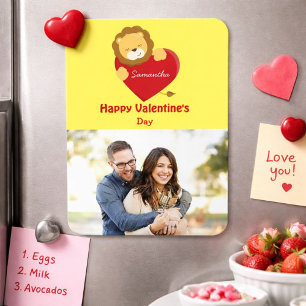 Magnet Flexible Cute Lion Photo Saint Valentin Jaune