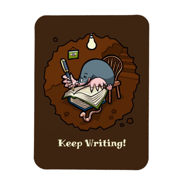 Magnet Flexible Cute Mole Keep Writing! Motivational Cartoon (Vertical)