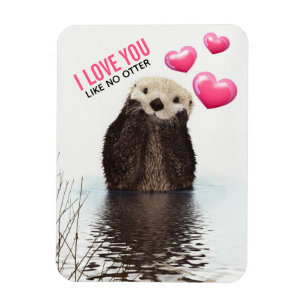 Magnet Flexible Cute Otter avec Coeurs roses Vous aimez jouer
