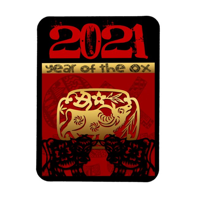 Magnet Flexible Cute Ox Chinois Année 2021 Zodiac Anniversaire VFM (Vertical)