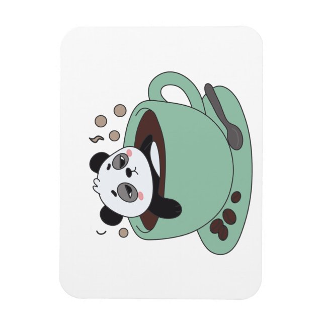 Magnet Flexible Cute Panda In Coffee Cup Coffee Lover Gift (Vertical)