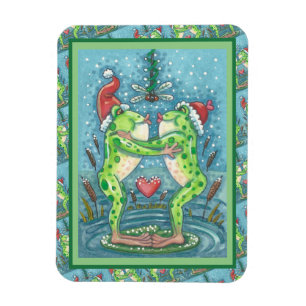 MAGNET FLEXIBLE CUTE PÈRE NOËL FROGS KISSING SOUS DRAGONFLY MISTLE