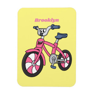 Magnet Flexible Cute pink kids bicycle cartoon illustration