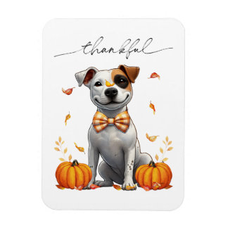 Magnet Flexible Cute Pit Bull Remerciements Citrouilles Automne