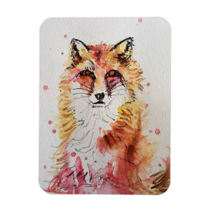 Magnet Flexible Cute Red Fox Watercolour Woodland Animal Art