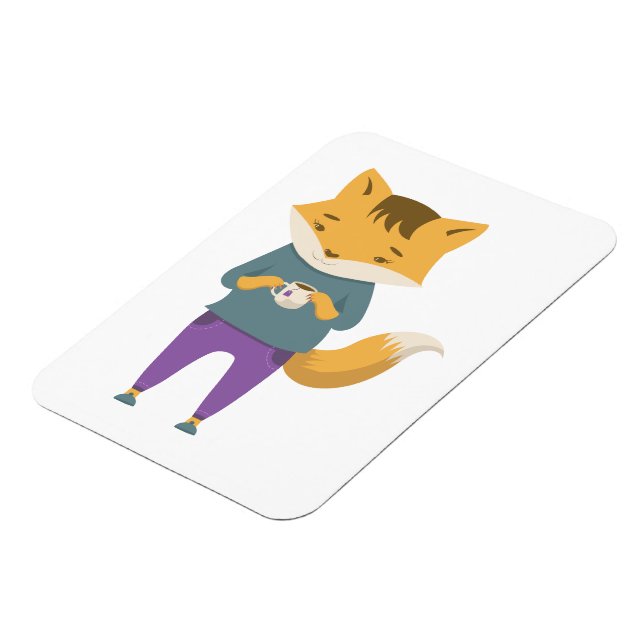 Magnet Flexible Cute renard avec tasse de thé (Côté Gauche)
