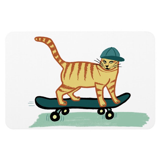 Magnet Flexible Cute Skateboard Kitty Chat (Horizontal)