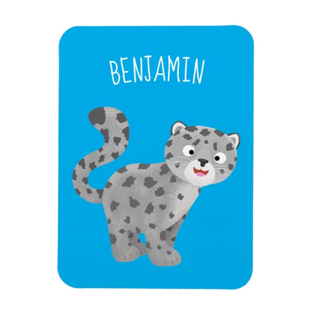 Magnet Flexible Cute snow leopard cartoon illustration (Vertical)
