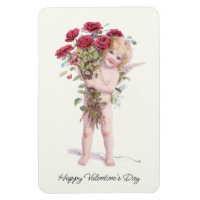 Cute souriante Vintage Valentine Cupid avec Rose