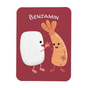 Magnet Flexible Cute sushi riz crevettes amis dessin animé