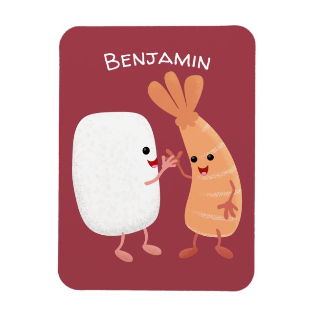 Magnet Flexible Cute sushi riz crevettes amis dessin animé (Vertical)