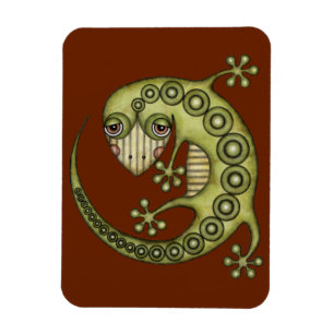 Magnet Flexible Cute Tribal Green Gecko