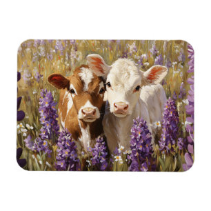 Magnet Flexible Cute Vaches Laitières Calves Lupine Fleurs Flexibl