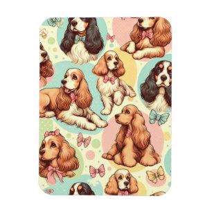 Magnet Flexible Cute Vintage Cocker Spaniel sans couture Motif