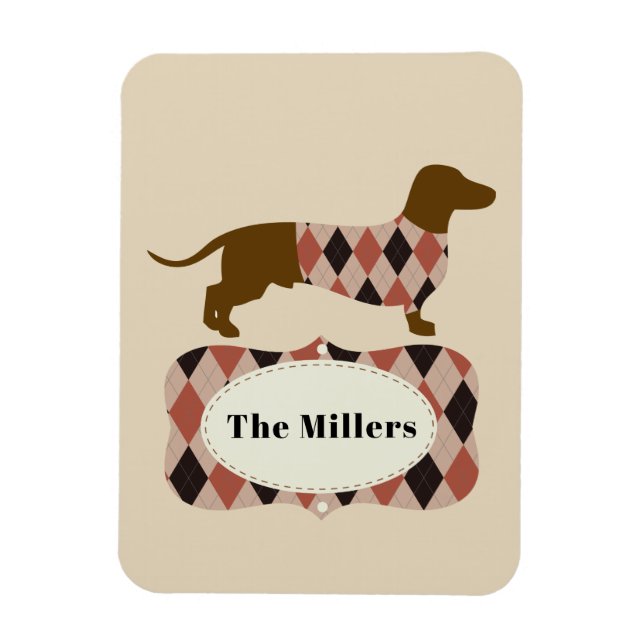 Magnet Flexible Dachshund à carreaux (Vertical)