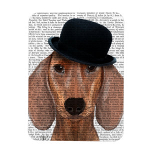 Magnet Flexible Dachshund avec le Casquette de Black Bowler
