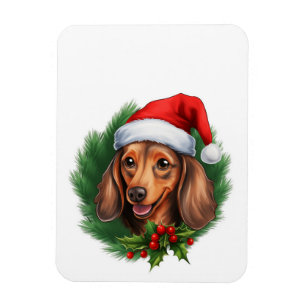 Magnet Flexible Dachshund Christmas Wreath