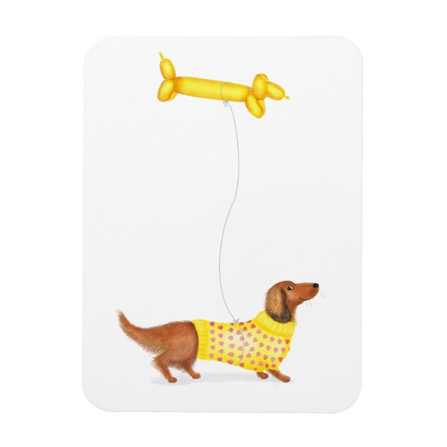 Magnet Flexible Dachshund mignon avec saucisson chien de ballon ai (Vertical)