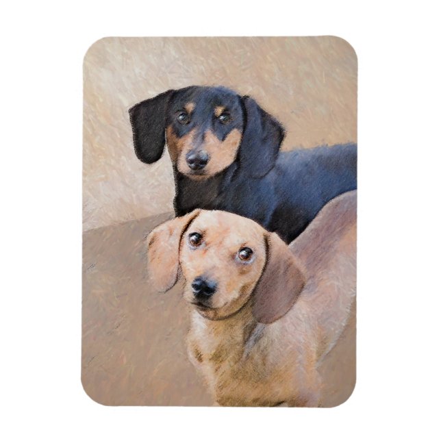 Magnet Flexible Dachshund (Smooth) Painting - Original Dog Art (Vertical)