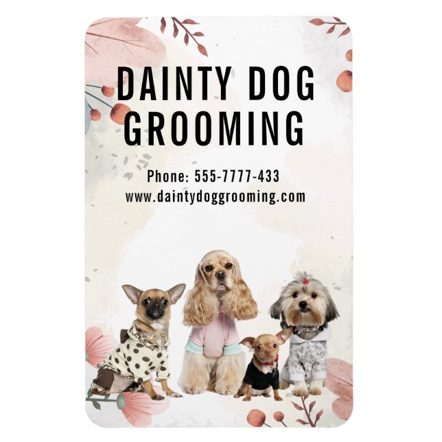Magnet Flexible Dainty Chien Grooming Business (Vertical)