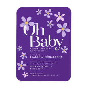 Magnet Flexible Daisy baby shower oh invitation bébé violet