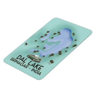 Magnet Flexible Dal Lake,Srinagar,Inde affiche de voyage Carte