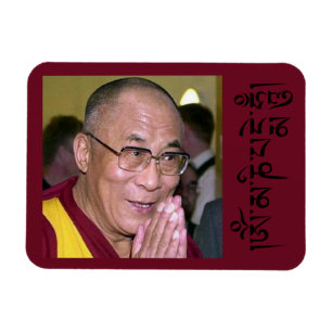 Magnet Flexible Dalai Lama priant avec le mantra Om Mani Padme Hum