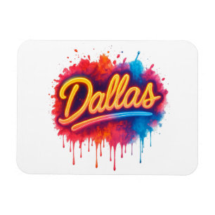 Magnet Flexible Dallas Neon Street Art Splash - Ville rétro vibran